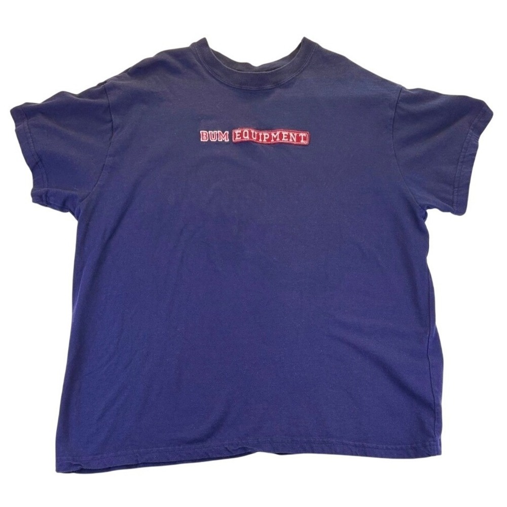 Vintage BUM Equipment Mens 3X Navy Blue Embroidered Logo T-Shirt Short Sleeve